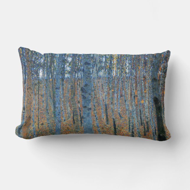 Gustav Klimt Beech Tree Forest Grove Lumbar Pillow (Front)