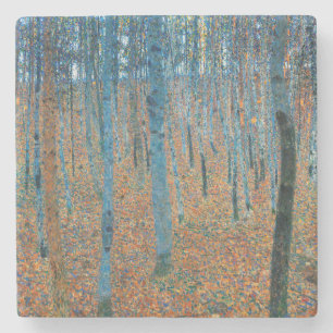 Gustav Klimt Beech Tree Forest Grove Stone Coaster