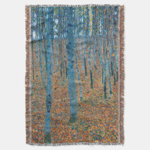 Gustav Klimt Beech Tree Forest Grove Throw Blanket