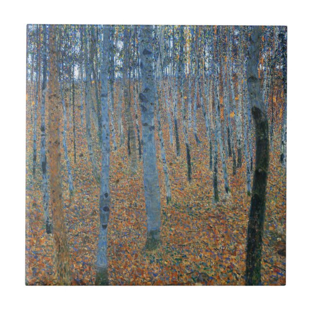 Gustav Klimt Beech Tree Forest Grove Tile (Front)