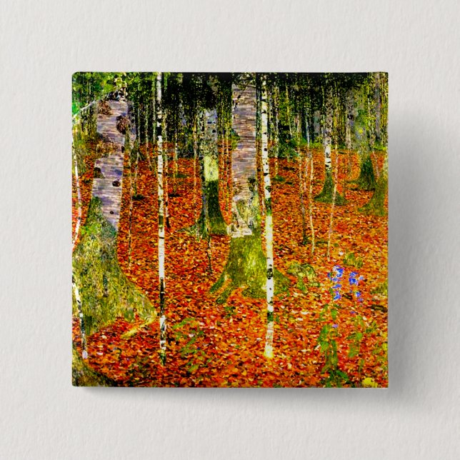 Gustav Klimt Birch Trees 2 Inch Square Button (Front)