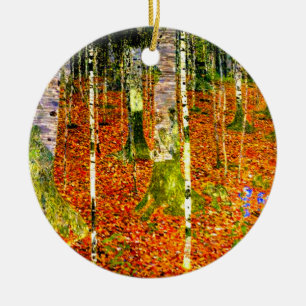 Gustav Klimt Birch Trees Ceramic Ornament