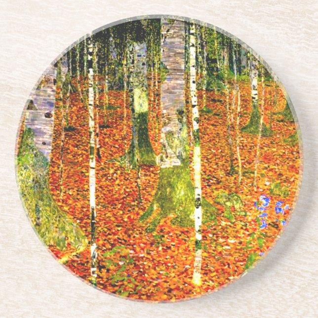 Gustav Klimt Birch Trees Coaster (Front)