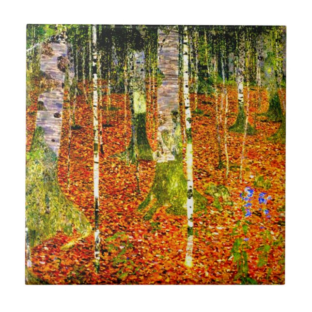 Gustav Klimt Birch Trees Tile (Front)