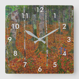 Gustav Klimt - Birch Wood Square Wall Clock