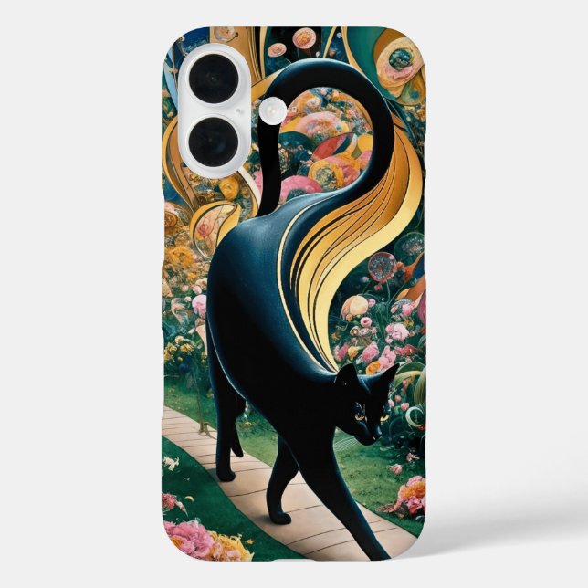 Gustav Klimt Black Cat In a Flower Garden, Cat Art Case-Mate iPhone Case (Back)