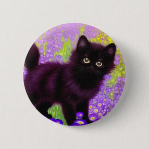 Gustav Klimt Black Kitten 2 Inch Round Button