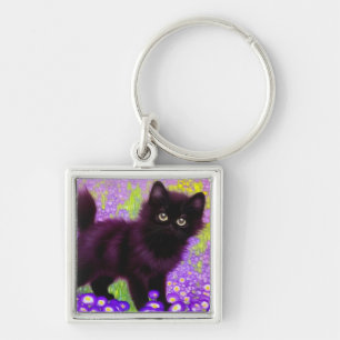 Gustav Klimt Black Kitten Keychain