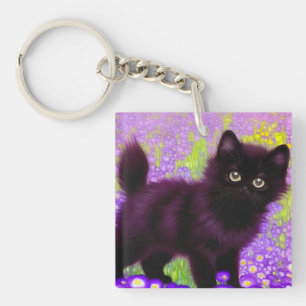 Gustav Klimt Black Kitten Keychain