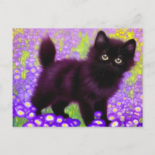 Gustav Klimt Black Kitten Postcard