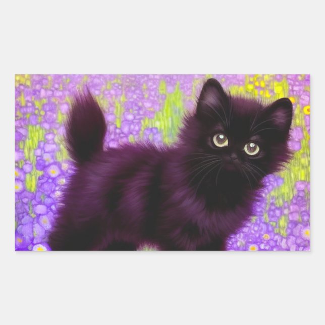Gustav Klimt Black Kitten Sticker (Front)