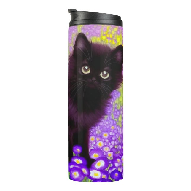 Gustav Klimt Black Kitten Thermal Tumbler (Rotated Right)