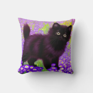 Gustav Klimt Black Kitten Throw Pillow