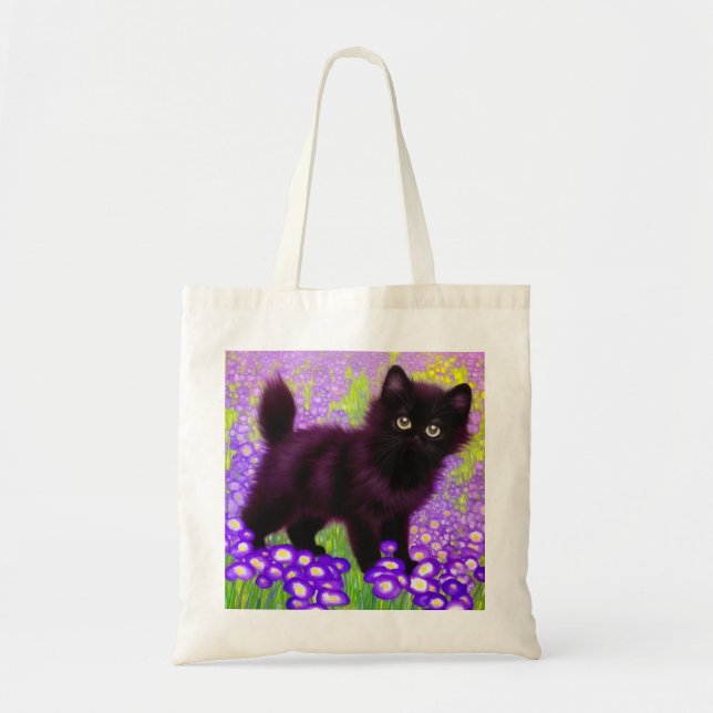 Gustav Klimt Black Kitten Tote Bag (Front)