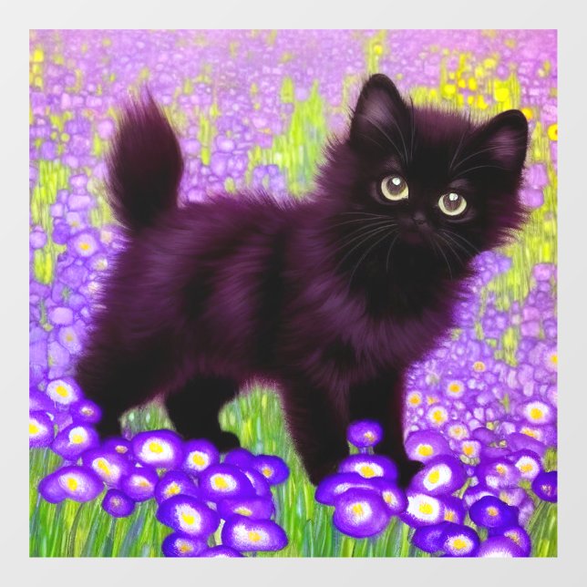 Gustav Klimt Black Kitten Window Cling (Sheet)