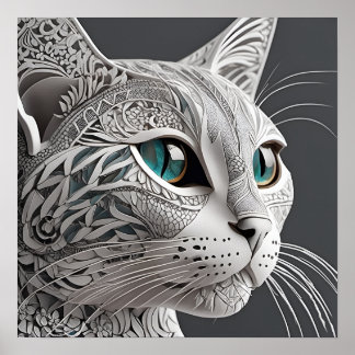 gustav klimt cat art poster