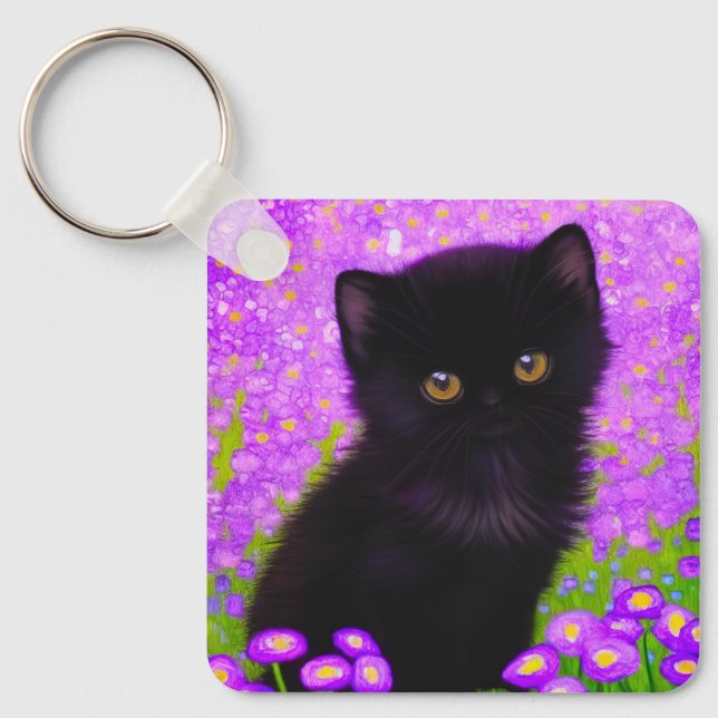 Gustav Klimt Cat Keychain (Front)