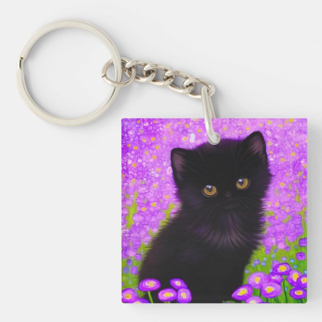 Gustav Klimt Cat Keychain (Front)