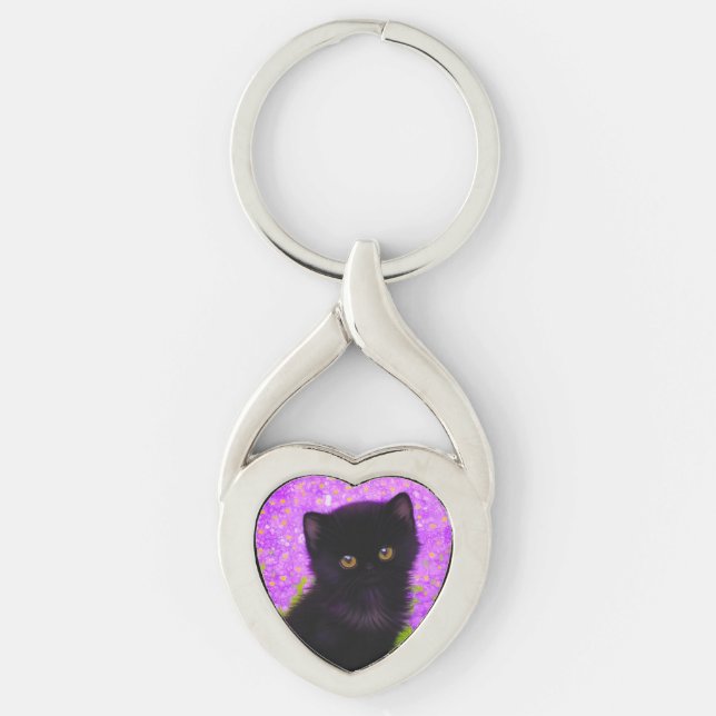 Gustav Klimt Cat Keychain (Front)