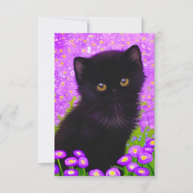 Gustav Klimt Cat RSVP Card (Front)
