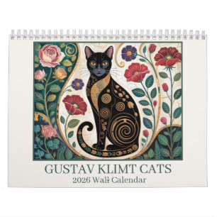 Gustav Klimt Cats 2026 Wall Calendar – Art Nouveau