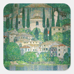 Gustav Klimt - Church in Cassone Square Sticker