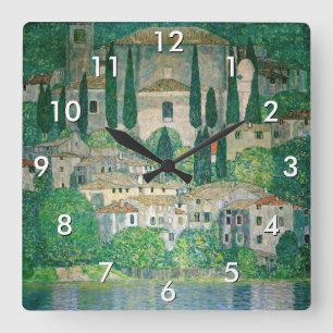 Gustav Klimt - Church in Cassone Square Wall Clock