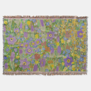 Gustav Klimt Columbine & Poppies Art Nouveau Throw Blanket