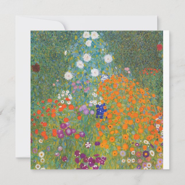 Gustav Klimt Cottage Garden Painting Flat Card  (Front)
