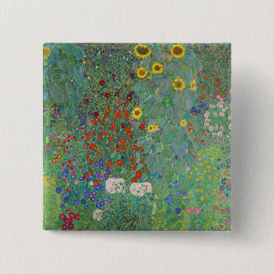 Gustav Klimt - Country Garden with Sunflowers 2 Inch Square Button