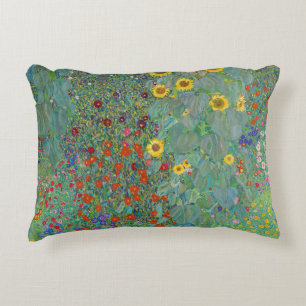 Gustav Klimt - Country Garden with Sunflowers Accent Pillow