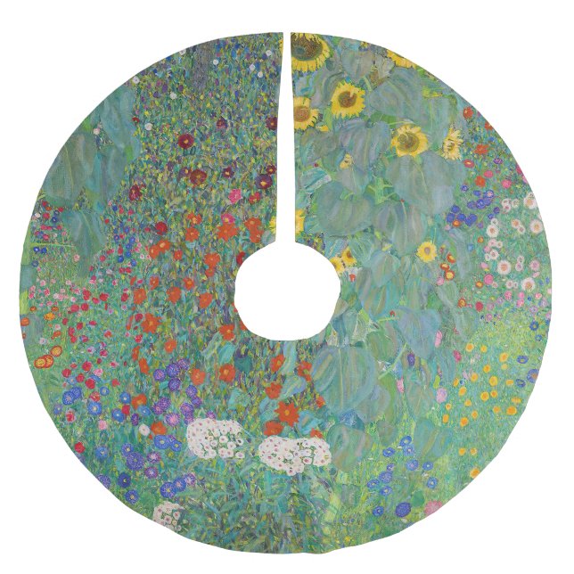 Gustav Klimt - Country Garden with Sunflowers Brushed Polyester Tree Skirt (Front)