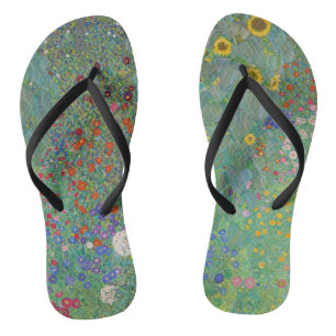 Gustav Klimt - Country Garden with Sunflowers Flip Flops