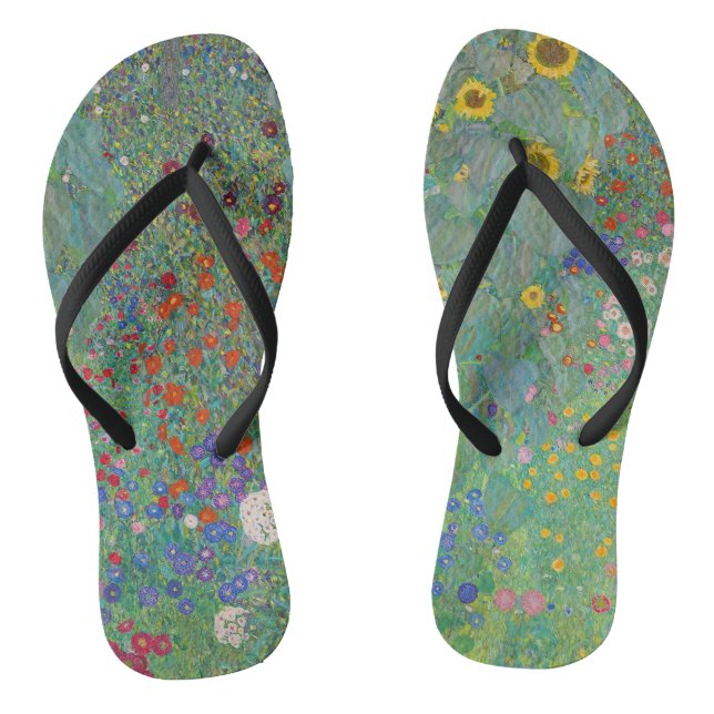 Gustav Klimt - Country Garden with Sunflowers Flip Flops (Footbed)