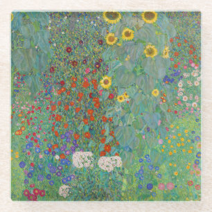 Gustav Klimt - Country Garden with Sunflowers Glass Coaster