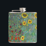 Gustav Klimt - Country Garden with Sunflowers Hip Flask<br><div class="desc">Country Garden with Sunflowers / Farm Garden with Sunflowers - Gustav Klimt in 1905-1906</div>