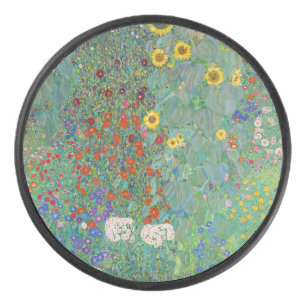 Gustav Klimt - Country Garden with Sunflowers Hockey Puck