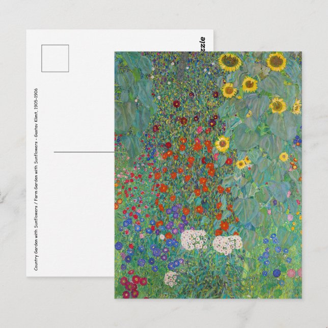 Gustav Klimt - Country Garden with Sunflowers Postcard (Front/Back)