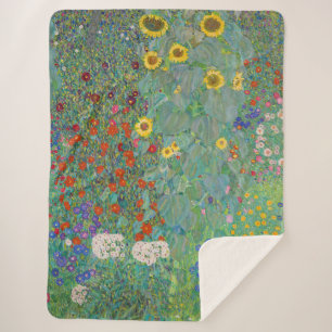 Gustav Klimt - Country Garden with Sunflowers Sherpa Blanket