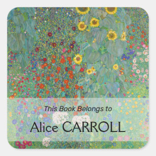 Gustav Klimt - Country Garden with Sunflowers Square Sticker