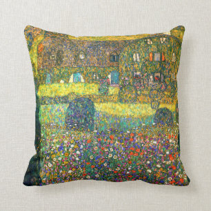 Gustav Klimt: Country House at the Attersee Throw Pillow