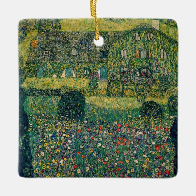 Gustav Klimt - Country House by the Attersee Ceramic Ornament (Front)