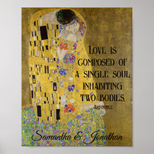 Gustav Klimt Couple Kiss Artwork Custom Names Poster