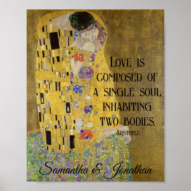 Gustav Klimt Couple Kiss Artwork Custom Names Poster (Front)