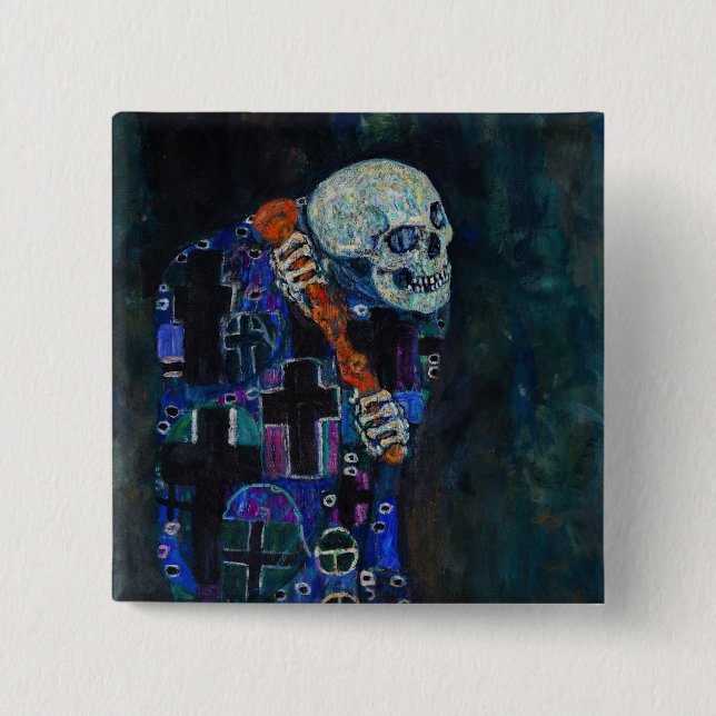 Gustav Klimt - Death and Life 2 Inch Square Button (Front)