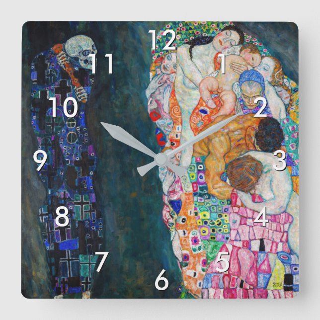 Gustav Klimt - Death and Life Square Wall Clock (Front)