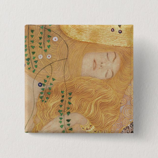 Gustav Klimt | Detail of Water Serpents I 2 Inch Square Button (Front)