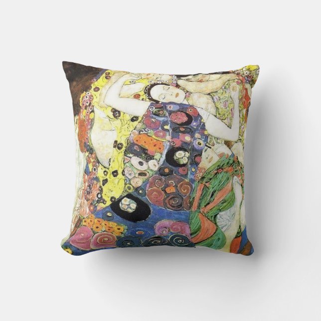 Gustav Klimt Die Jungfrauen Throw Pillow (Front)