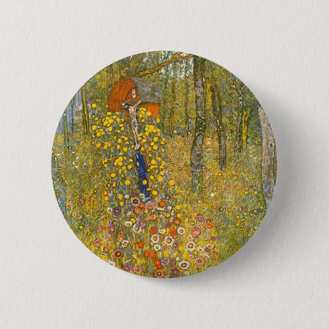 Gustav Klimt Farm Garden with Crucifix 2 Inch Round Button (Front)