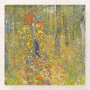 Gustav Klimt Farm Garden with Crucifix Glass Coaster
